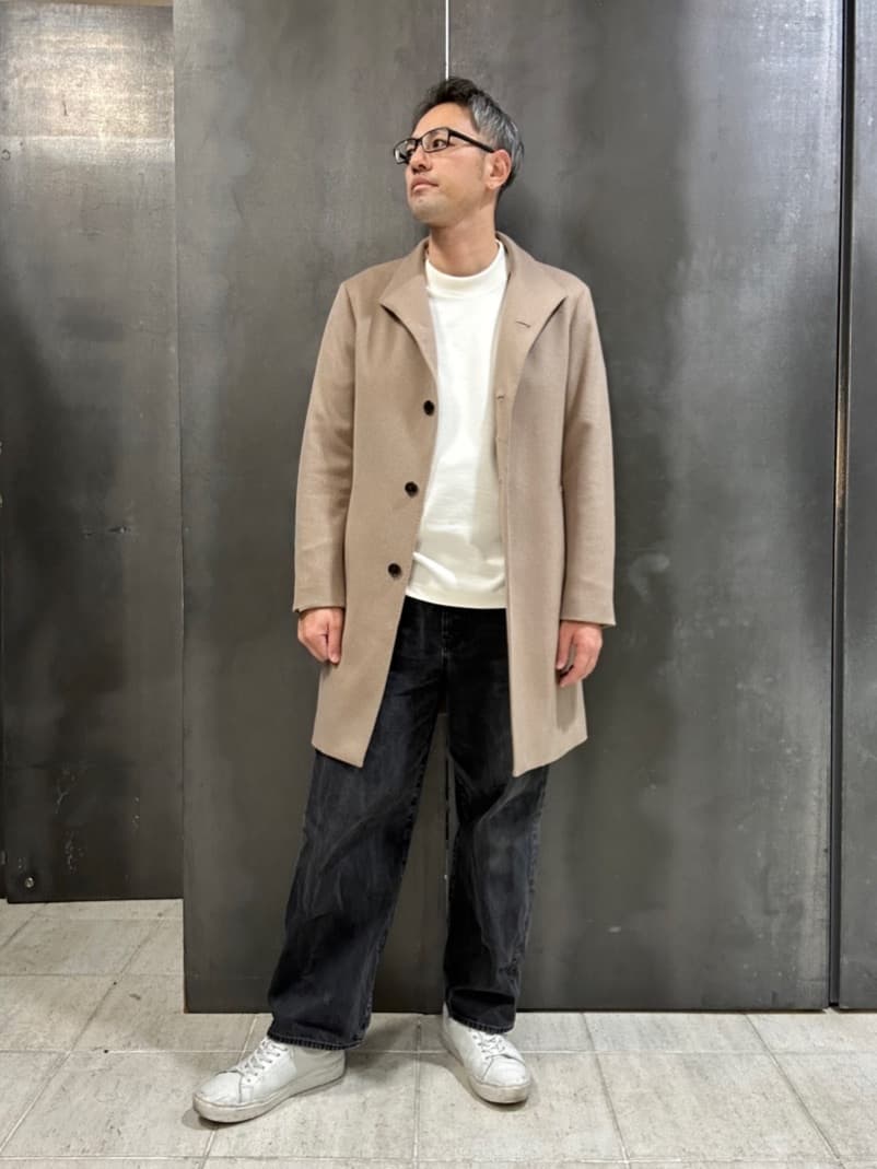 coheyさんの「TAKEO KIKUCHI｜【ウールカシミヤブレンド】ビーバー調 スタンドカラー コート」を使ったコーディネート
