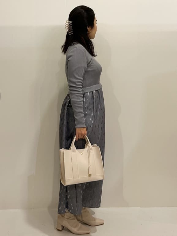 ちゃこさんの「OPAQUE.CLIP｜◆《美人百花掲載》ニット&times;ジャカードドッキングワンピース【洗濯機洗い可／抗ピル】」を使ったコーディネート