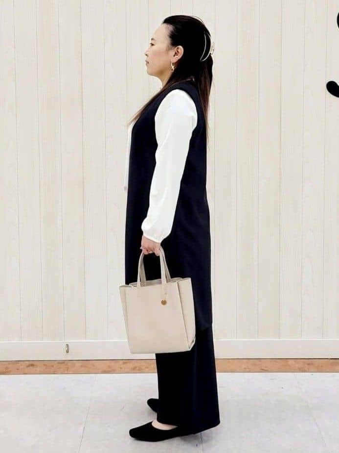 nanahachiさんの「SHOO･LA･RUE｜◆【洗える/S-3L/セットアップ可】セレモニーや通勤にも カットジョーゼット ジレ」を使ったコーディネート