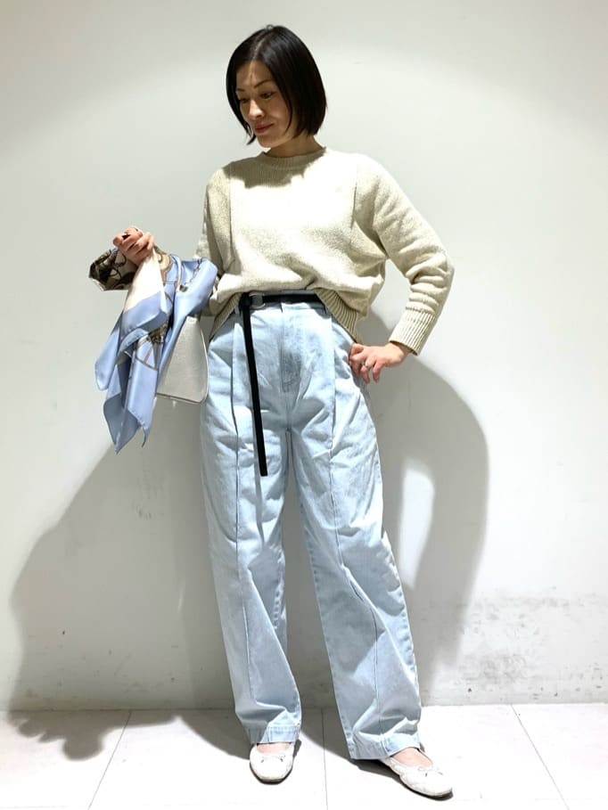 ちーさんの「UNTITLED｜◆カーブシルエット ワイドデニム」を使ったコーディネート