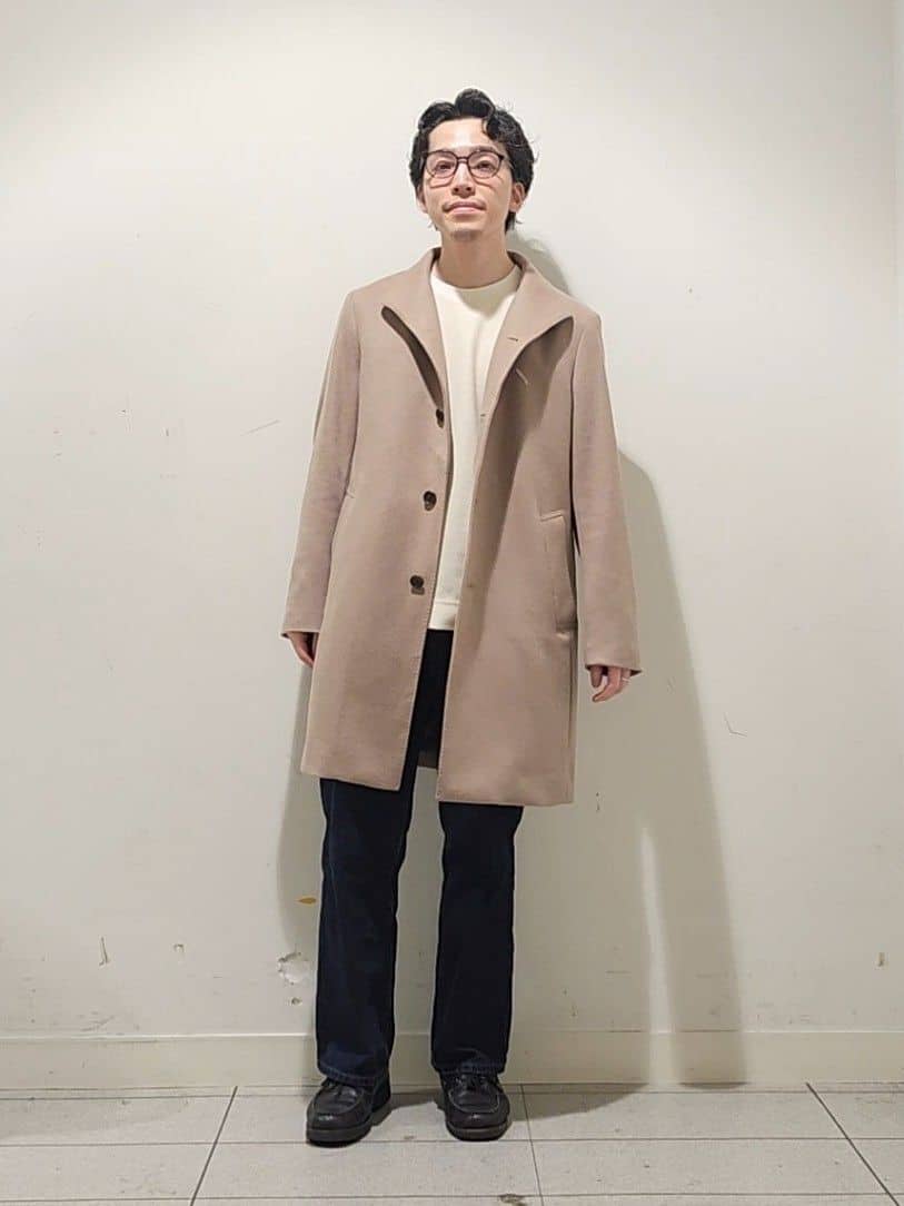 Maedaさんの「TAKEO KIKUCHI｜【ウールカシミヤブレンド】ビーバー調 スタンドカラー コート」を使ったコーディネート