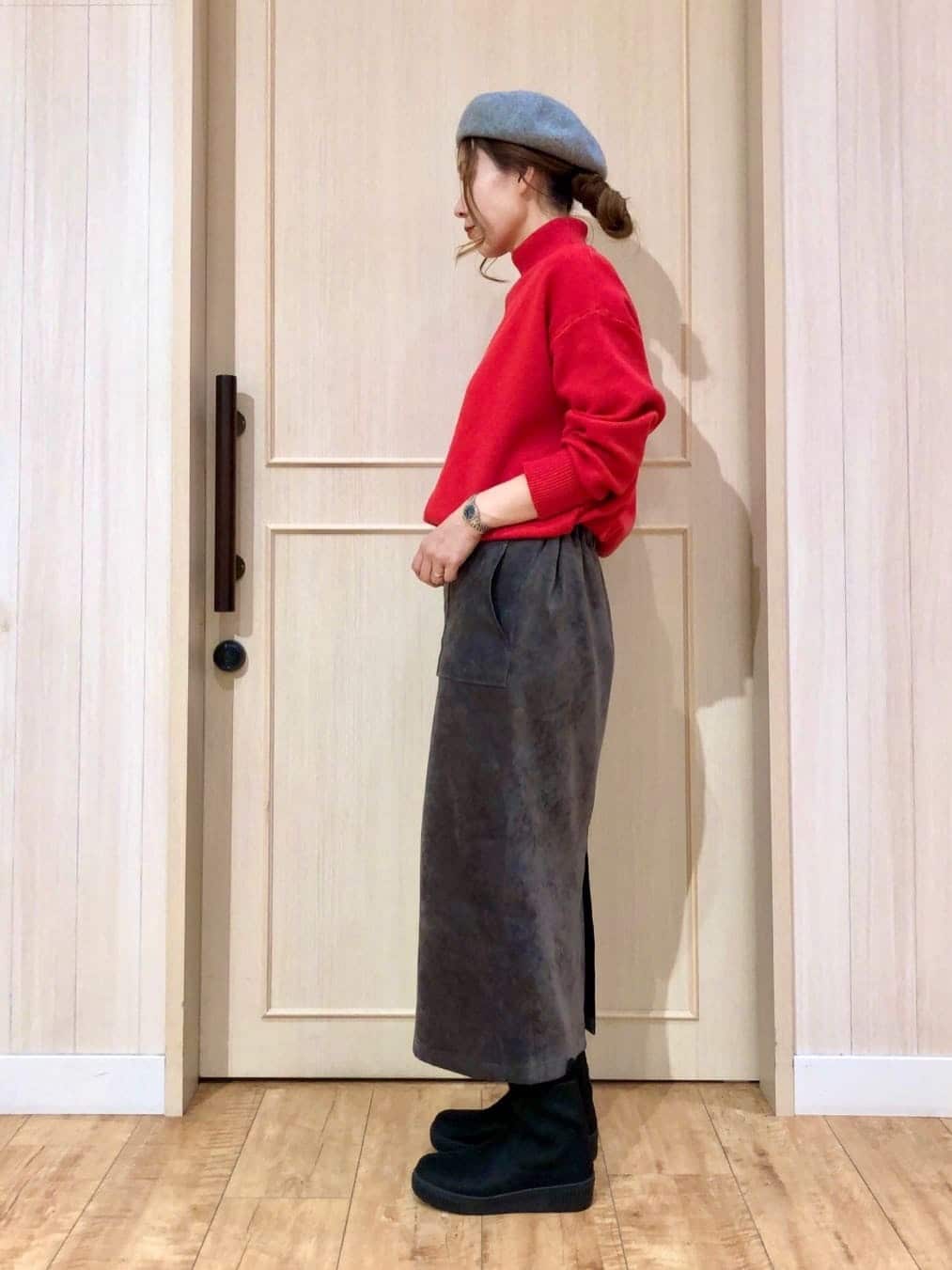 YOUさんの「SHOO･LA･RUE｜◆【洗える/ちくちくしにくい/静電気軽減】スウェットライク ハイネックニット」を使ったコーディネート