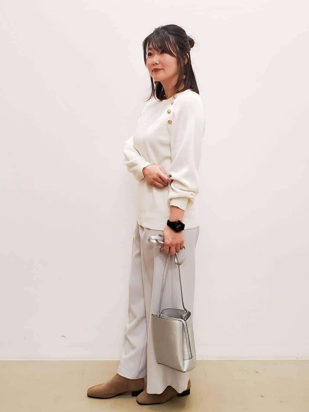 愛さんの「SHOO･LA･RUE｜【S-5L/洗濯機可/2WAYストレッチ】ダブルクロスワイドパンツ」を使ったコーディネート