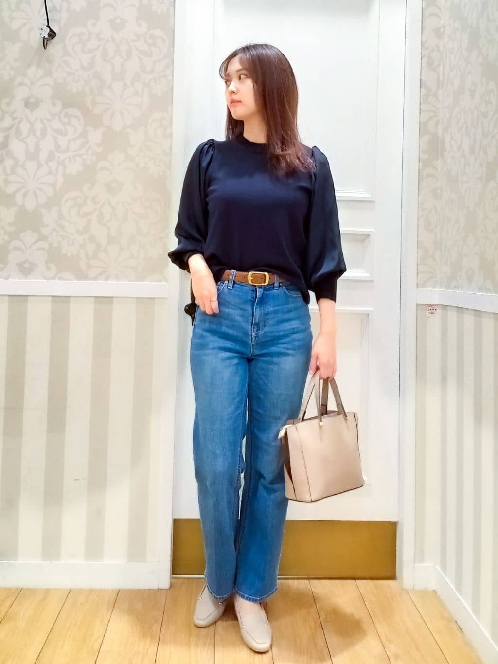 Nakaさんの「grove｜メタルバックル中太ベルト」を使ったコーディネート