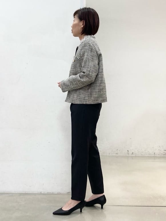fujiさんの「THE SHOP TK｜◆【ONOFF活躍/セレモニー/通勤】ツイードノーカラージャケット/洗える」を使ったコーディネート