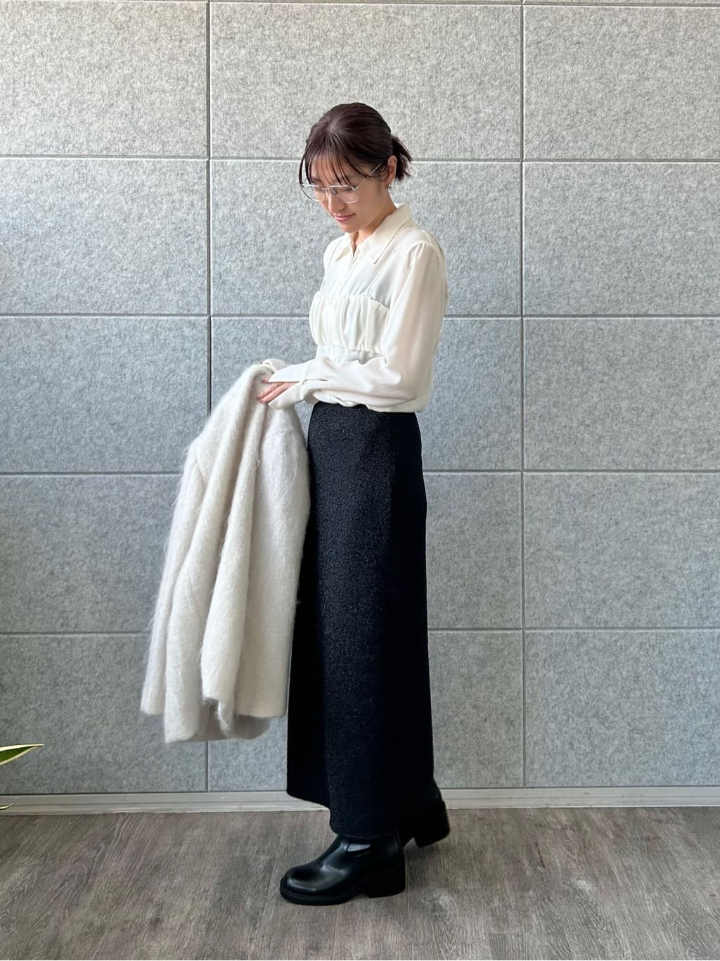 harunaさんの「CODE A｜lame skirt」を使ったコーディネート