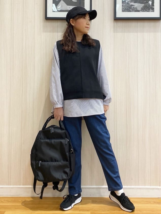 natsuさんの「SHOO･LA･RUE｜◆【洗える/SS-3L/美脚シルエット】アクティブ派のデニム イージーテーパードパンツ」を使ったコーディネート