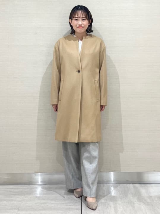 なつよさんの「UNTITLED｜【日本製／通勤／フォーマル】カシミヤ混ノーカラーコート」を使ったコーディネート
