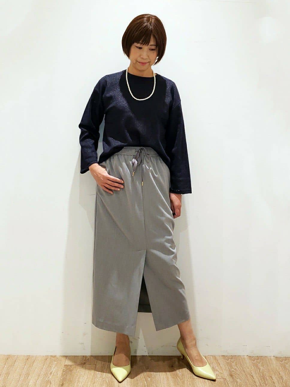 SHIMAKOさんの「OPAQUE.CLIP｜◆ラメシアーラインニット【洗濯機洗い可】」を使ったコーディネート