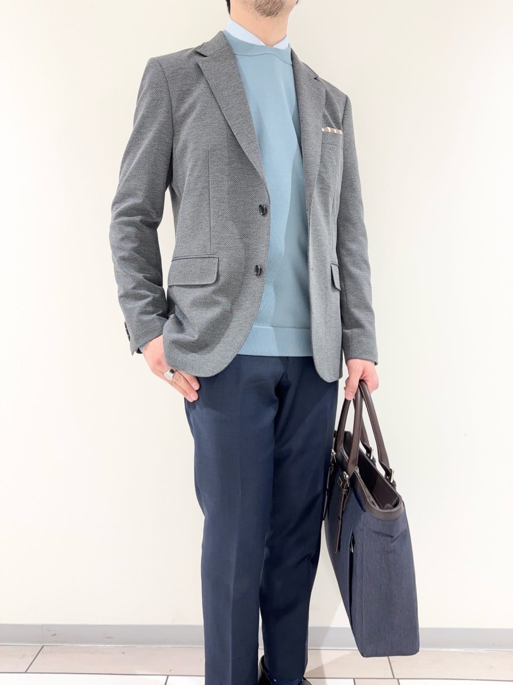 及川さんの「TAKEO KIKUCHI｜◆メランジ ハニカム ストレッチ ジャケット」を使ったコーディネート