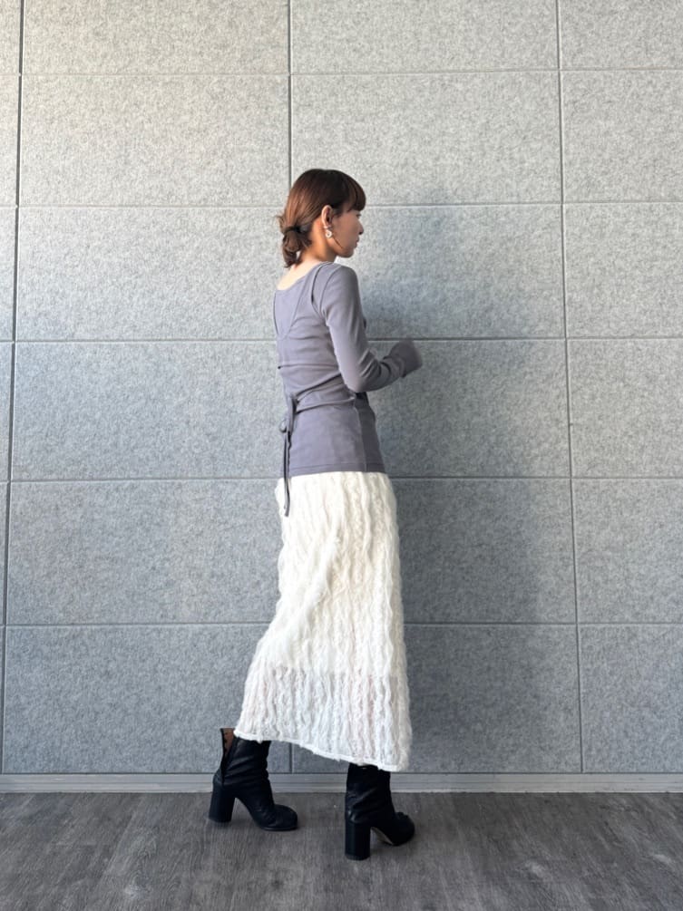 designer yukaさんの「CODE A｜frill lace easy skirt」を使ったコーディネート