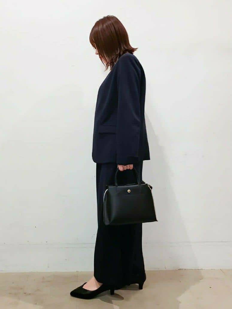 TSUCHIYAさんの「SHOO･LA･RUE｜◆【洗える/S-3L/セットアップ可】セレモニーや通勤に カットジョーゼット Vネックジャケット」を使ったコーディネート