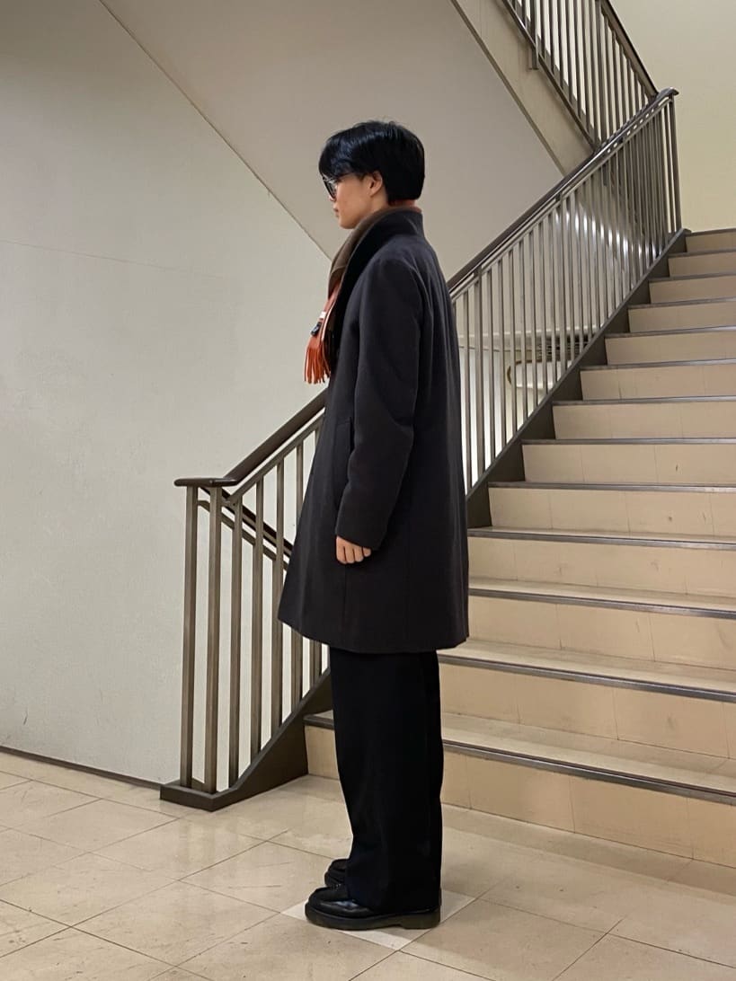 キムラさんの「TAKEO KIKUCHI｜【ウールカシミヤブレンド】ビーバー調 スタンドカラー コート」を使ったコーディネート