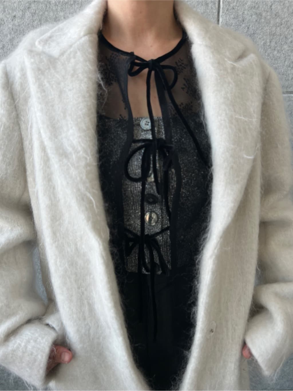 yukoさんの「CODE A｜shaggy jacket coat」を使ったコーディネート