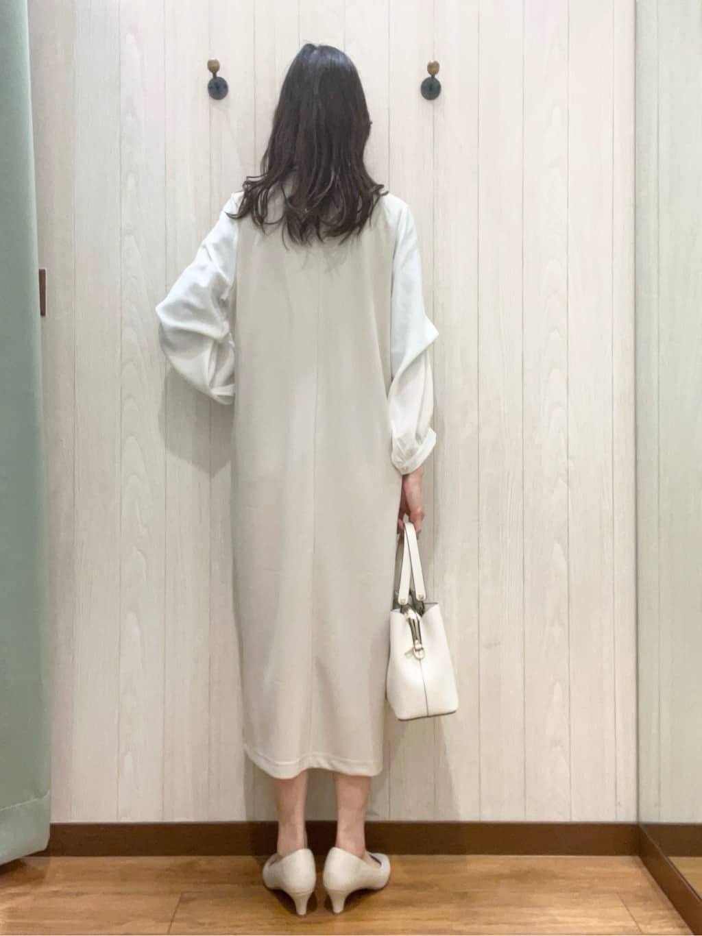 カンチャンさんの「SHOO･LA･RUE｜◆【S-3L/お袖デザイン2WAY】異素材ドッキングワンピース」を使ったコーディネート