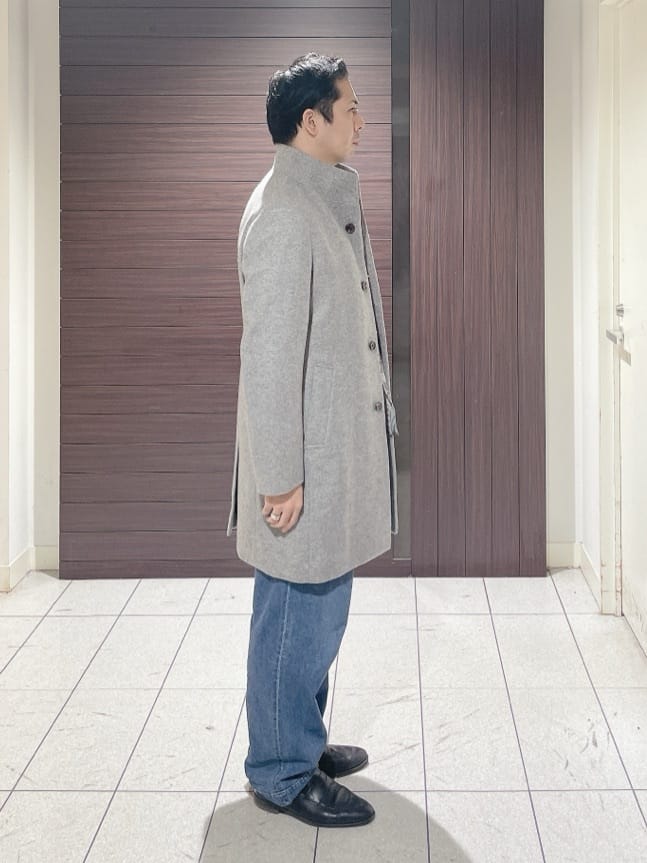 ToyoPさんの「TAKEO KIKUCHI｜【ウールカシミヤブレンド】ビーバー調 スタンドカラー コート」を使ったコーディネート