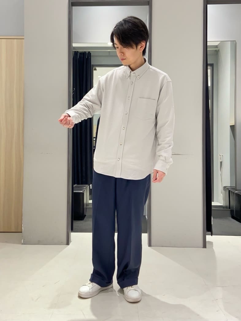 わいずみさんの「TAKEO KIKUCHI｜【抗菌防臭/シーズンレス】シアサッカー ジャージシャツ」を使ったコーディネート