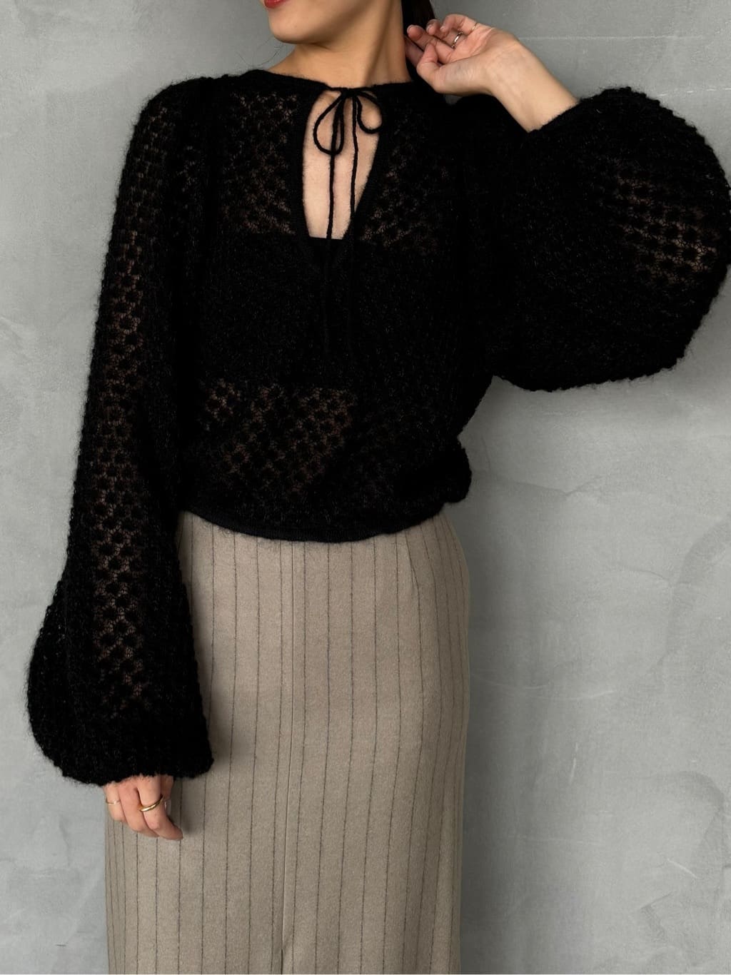 uchi__yamaさんの「CODE A｜2way sheer mohair pullover」を使ったコーディネート