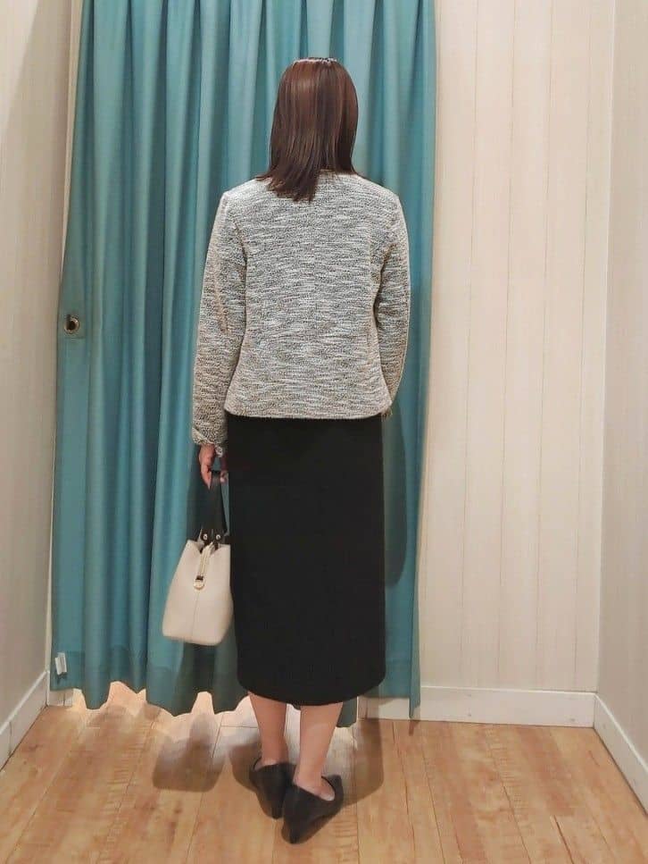 kawa.さんの「SHOO･LA･RUE｜◆【S-3L】セレモニーからデイリーにも 軽くて柔らかくて着心地の良い カットツイードジャケット」を使ったコーディネート