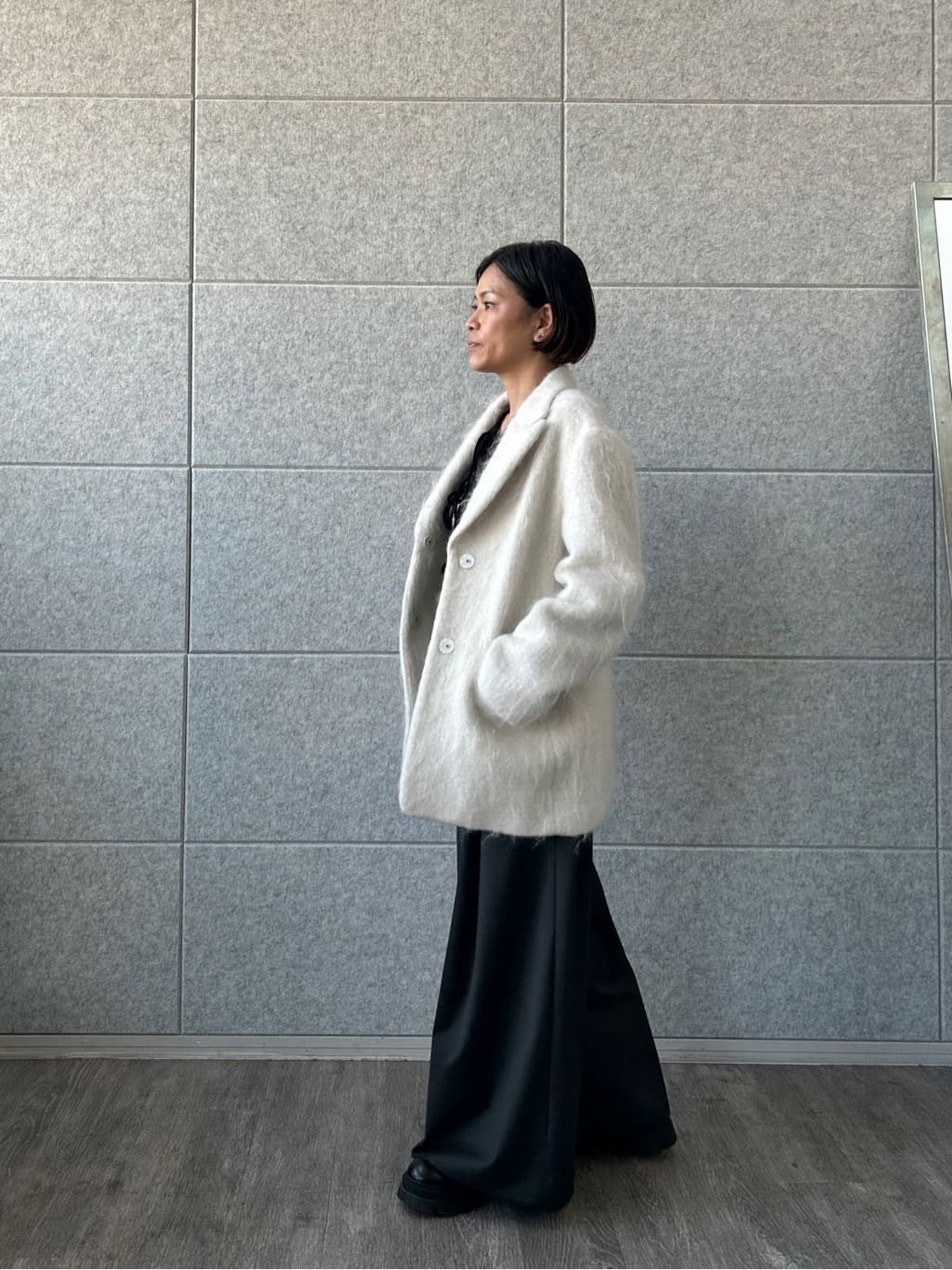 yukoさんの「CODE A｜shaggy jacket coat」を使ったコーディネート