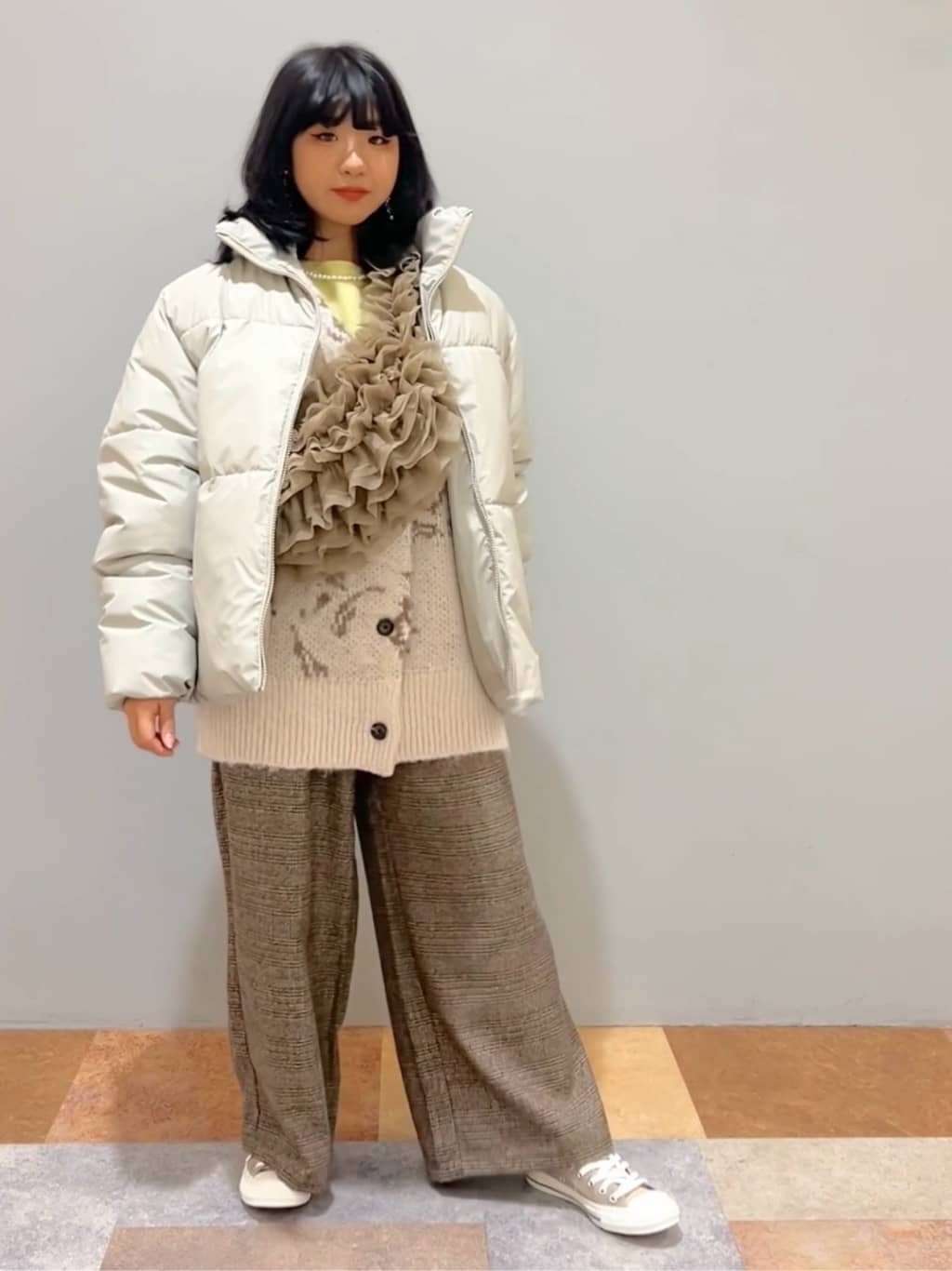 ひらのみさんの「THE SHOP TK｜◆【毛玉になりにくい/蓄熱性】春色_美人ガーターニット/洗える/体形カバー」を使ったコーディネート
