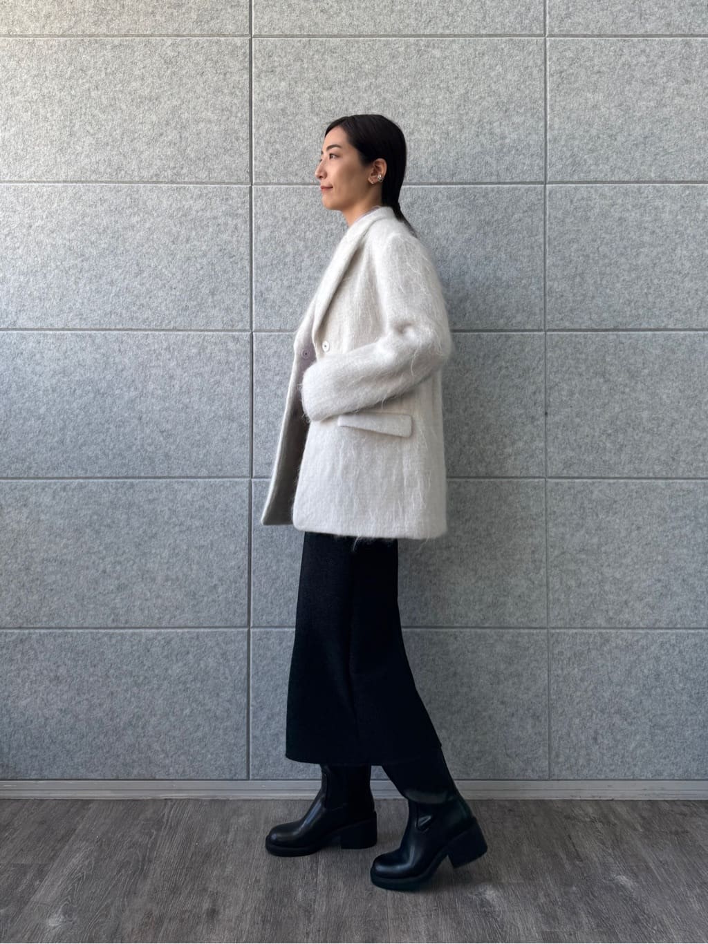 uchi__yamaさんの「CODE A｜shaggy jacket coat」を使ったコーディネート