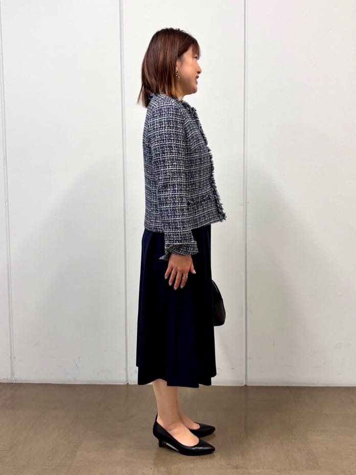 SaKiさんの「UNTITLED｜◆【入卒/セレモニー/通勤】ラメツイード ノーカラージャケット」を使ったコーディネート