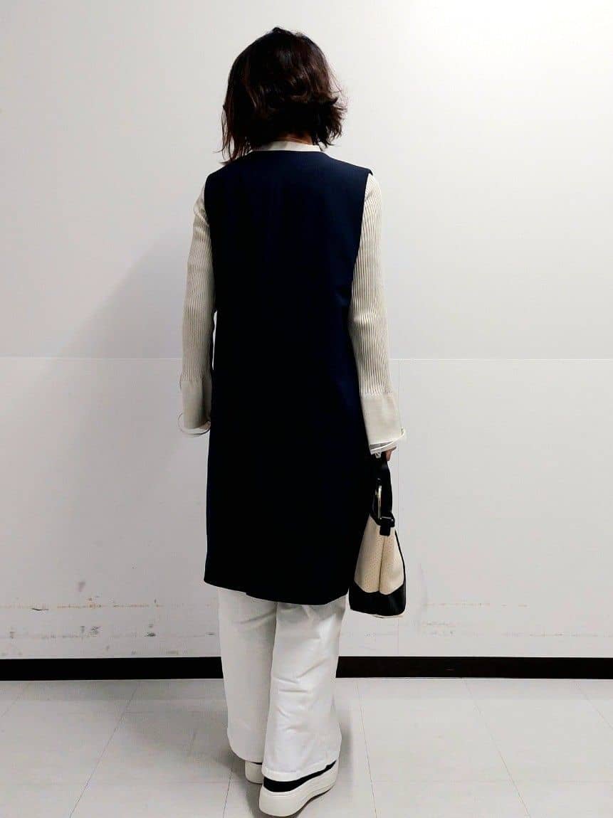 くまみさんの「OPAQUE.CLIP｜◆フレアスリーブリブニット【洗濯機洗い可】」を使ったコーディネート