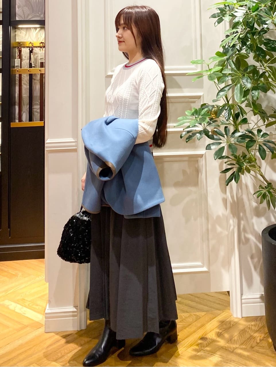 c.wさんの「DRESSTERIOR｜スパンコール2WAY巾着バッグ」を使ったコーディネート