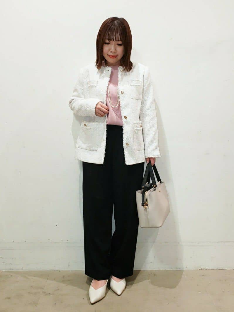 TSUCHIYAさんの「SHOO･LA･RUE｜◆【S-3L/セレモニーからデイリーまで】フリンジツイードジャケット」を使ったコーディネート