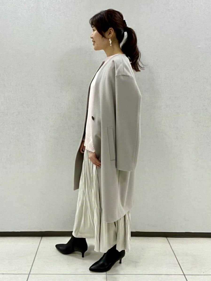 Mさんの「UNTITLED｜【日本製／通勤／フォーマル】カシミヤ混ノーカラーコート」を使ったコーディネート