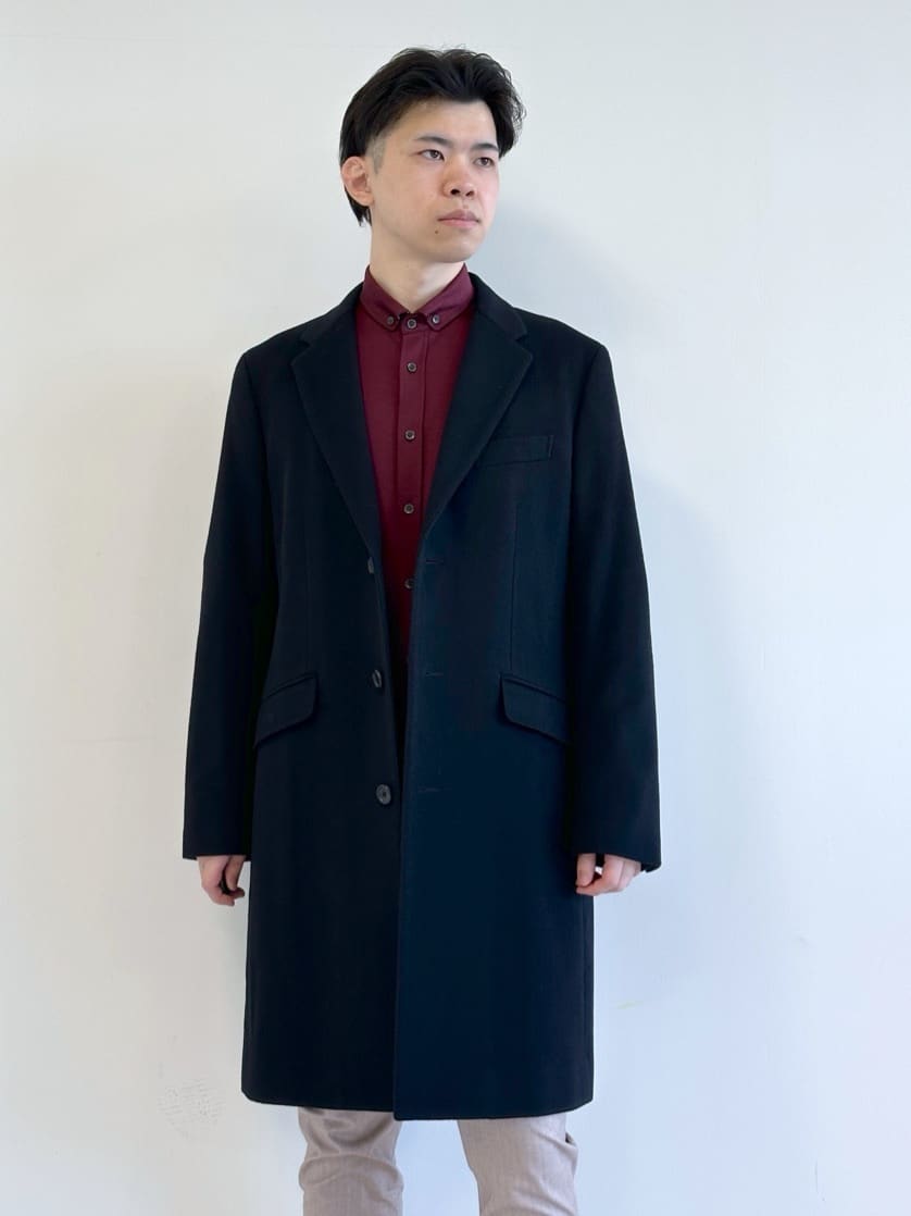イッシーさんの「TAKEO KIKUCHI｜ウールカシミヤブレンド チェスターコート」を使ったコーディネート