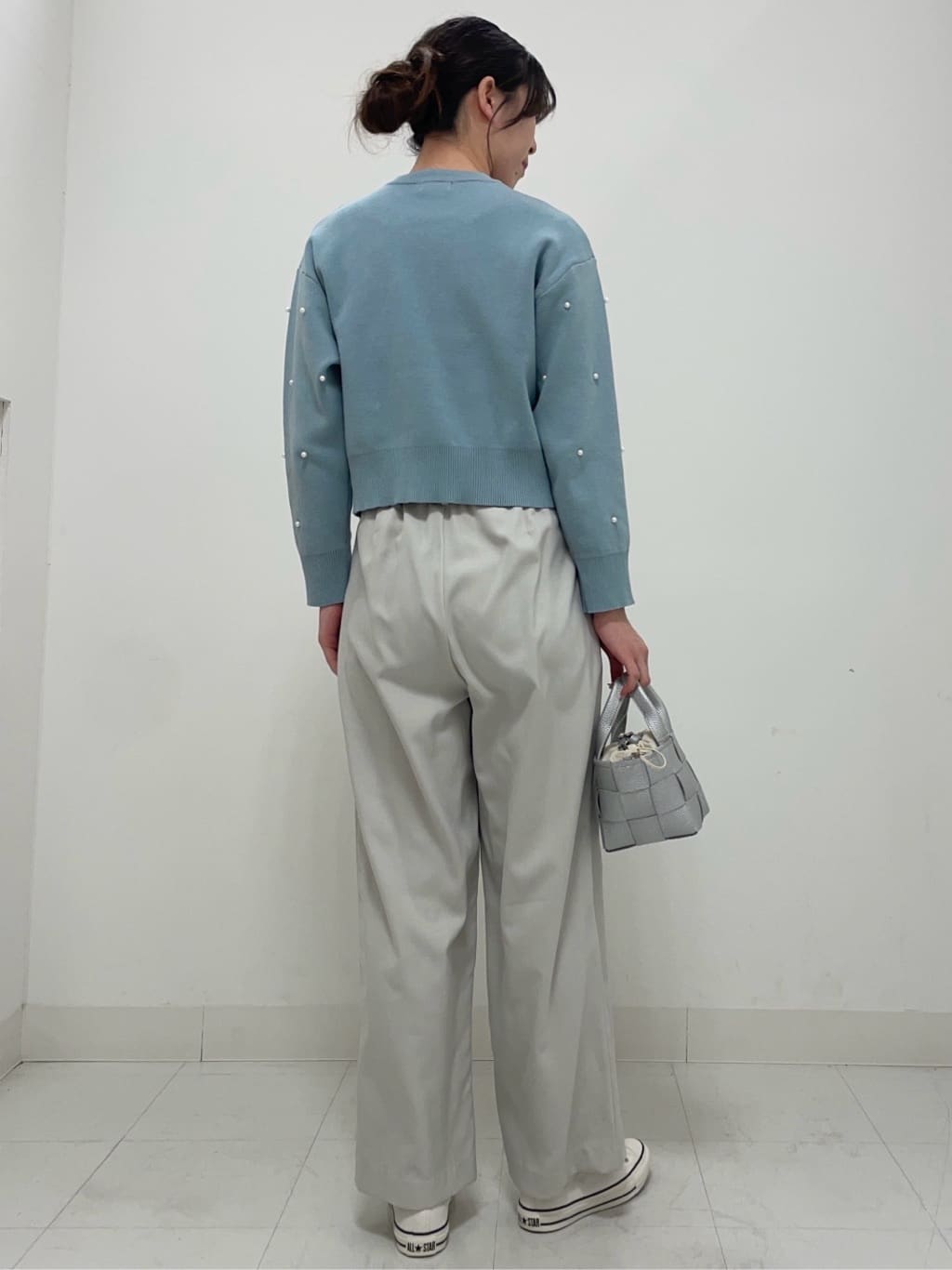 KANNAさんの「Dessin｜◆【洗える】パール調付きクロップド丈ニット（S～L）」を使ったコーディネート