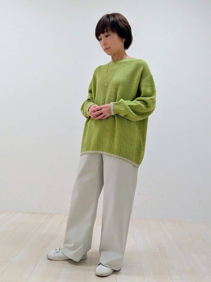 nishiさんの「Reflect｜◆【夏SALE／手洗い可／ホールガーメント（R）】ゆるシルエットニット」を使ったコーディネート