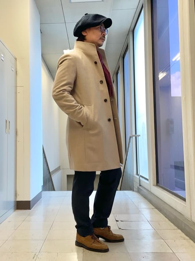 MAKOTO AIさんの「TAKEO KIKUCHI｜【ウールカシミヤブレンド】ビーバー調 スタンドカラー コート」を使ったコーディネート