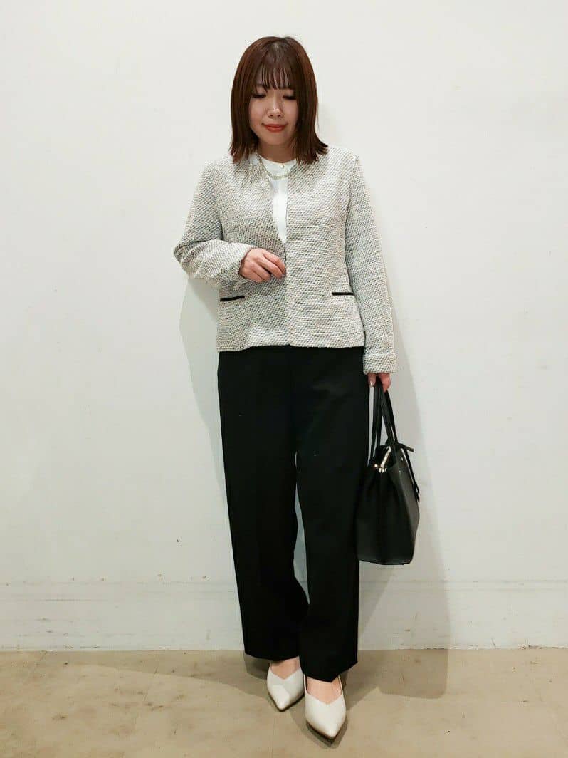 TSUCHIYAさんの「SHOO･LA･RUE｜◆【S-3L】セレモニーからデイリーにも 軽くて柔らかくて着心地の良い カットツイードジャケット」を使ったコーディネート