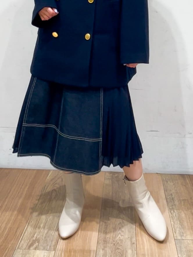 山さんさんの「grove｜グローブ人気のスカート！デニムサイドプリーツスカート」を使ったコーディネート