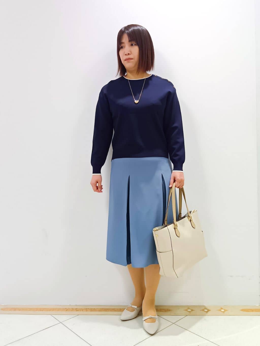 tomoさんの「Reflect｜◆【WEB限定カラーあり／セットアップ可】ダブルジャカードニット」を使ったコーディネート