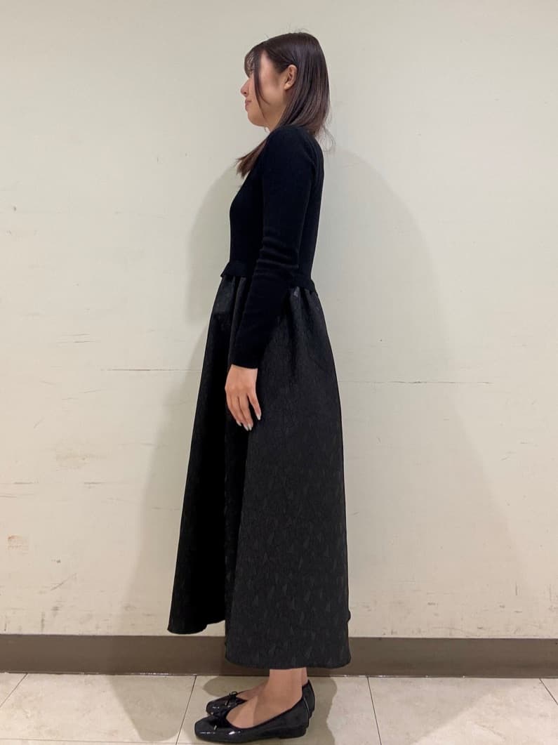 ななさんの「OPAQUE.CLIP｜◆《美人百花掲載》ニット&times;ジャカードドッキングワンピース【洗濯機洗い可／抗ピル】」を使ったコーディネート