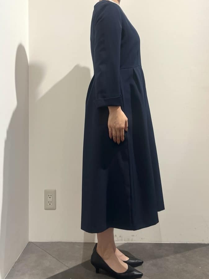 chiakiさんの「OPAQUE.CLIP｜◆《通勤・セレモニー／セットアップ対応》タックフレアワンピース／ダブルクロス【洗濯機洗い可】」を使ったコーディネート