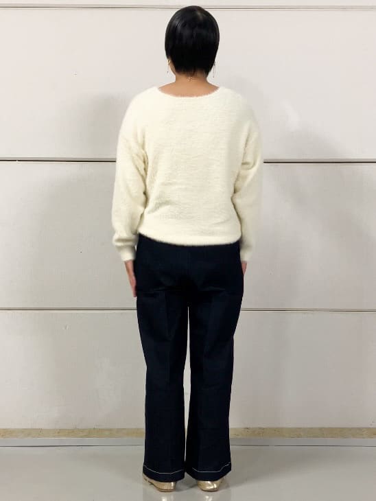 Rさんの「THE SHOP TK｜【美脚/オ―ルシーズン】デニムマリンパンツ/洗濯機OK」を使ったコーディネート