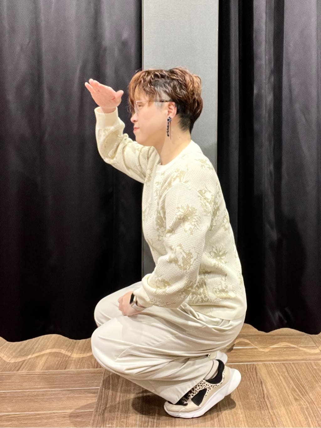 OKMKさんの「THE SHOP TK｜◆花柄ジャカードニット【洗濯機OK】」を使ったコーディネート