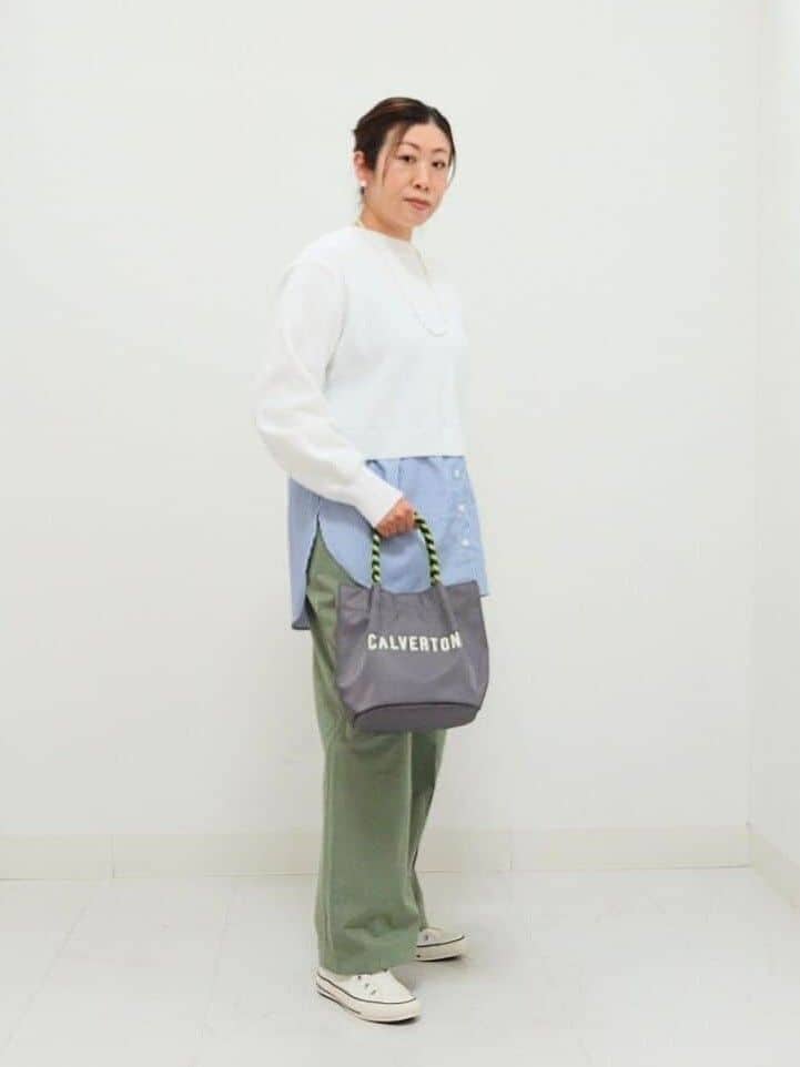 KJさんの「Dessin｜◆【洗える】シャツレイヤード風ニット」を使ったコーディネート
