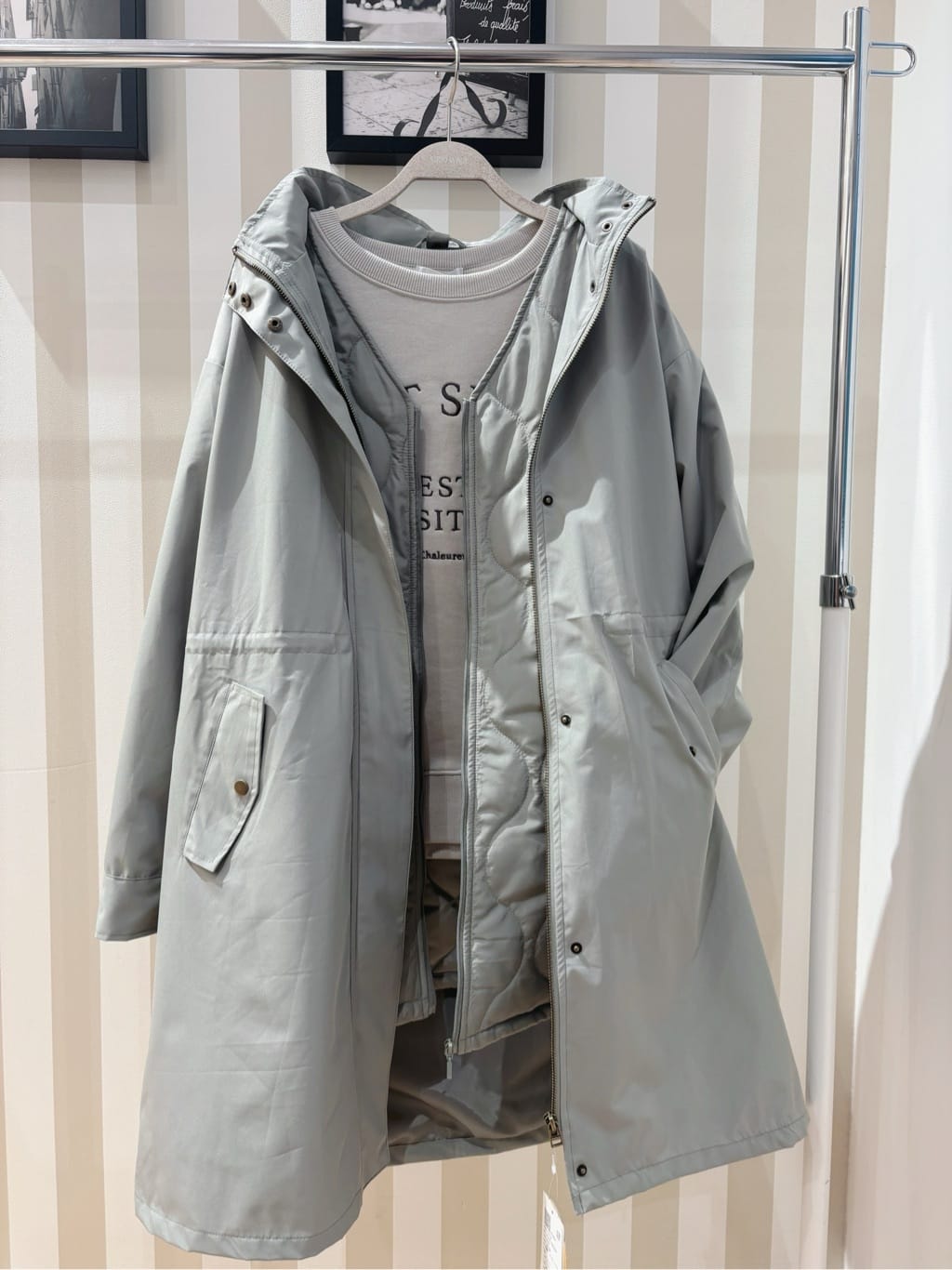 ayan oh!さんの「SHOO･LA･RUE｜◆【撥水/防花粉/S-LL】ライナー付き ミリタリーフーデッドコート」を使ったコーディネート