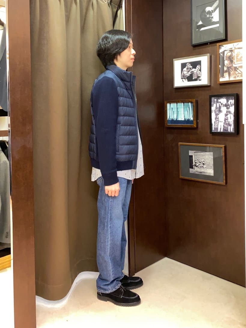 コバヤシさんの「TAKEO KIKUCHI｜ハットモチーフ ジャカード ストライプ シャツ」を使ったコーディネート
