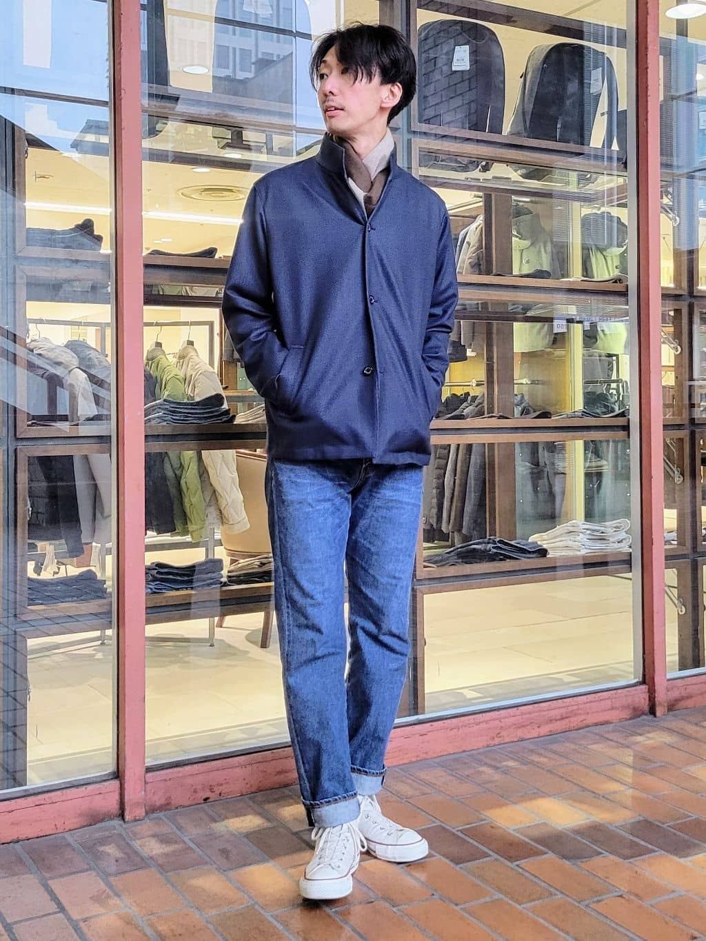piroyaさんの「TAKEO KIKUCHI｜【DOWN FABRIC】ダウンファブリック スタンドカラーブルゾン」を使ったコーディネート