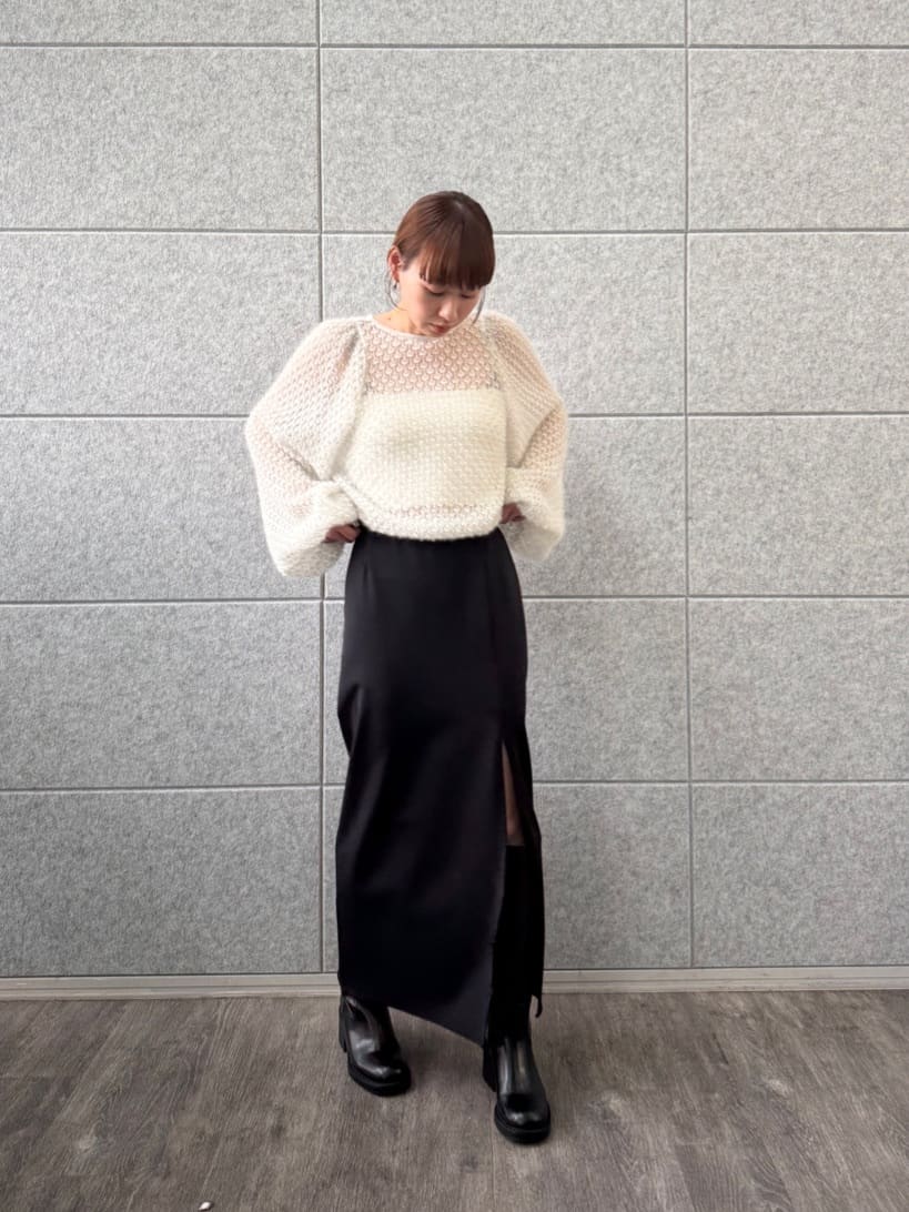 designer yukaさんの「CODE A｜2way sheer mohair pullover」を使ったコーディネート