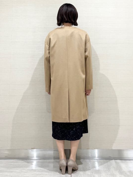 なつよさんの「UNTITLED｜【日本製／通勤／フォーマル】カシミヤ混ノーカラーコート」を使ったコーディネート