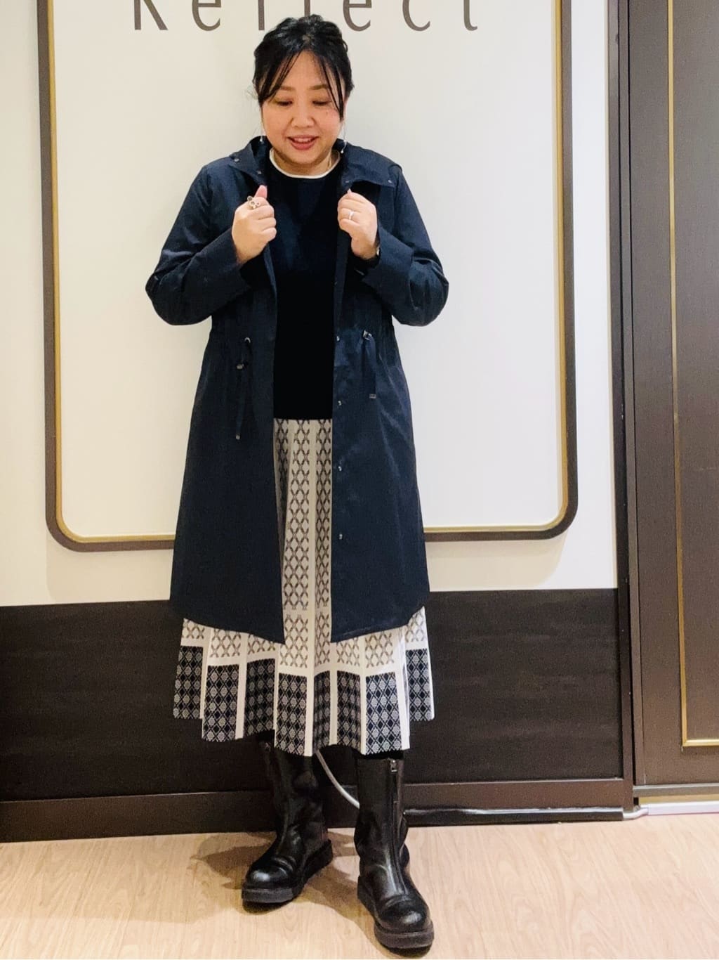 かまちゃんさんの「Reflect｜◆【WEB限定カラーあり／セットアップ可】ダブルジャカードニット」を使ったコーディネート