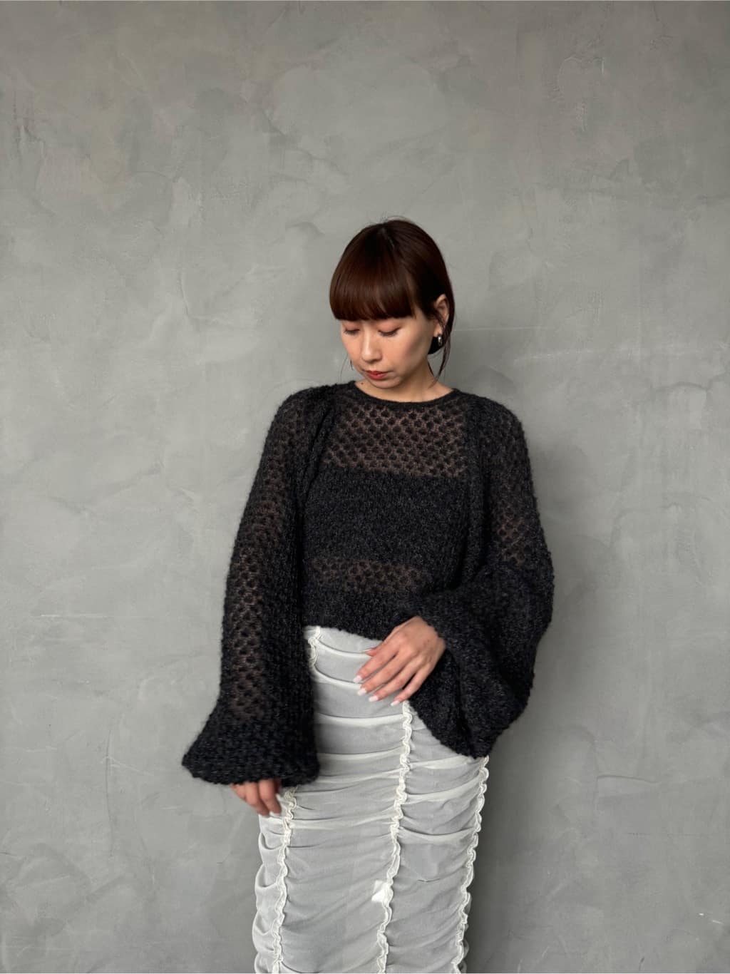 designer yukaさんの「CODE A｜2way sheer mohair pullover」を使ったコーディネート